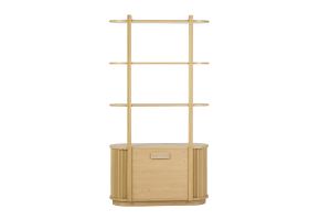 Bibliothèque finition bois clair chêne avec rangement 2 portes coulissantes L90 cm EPIC