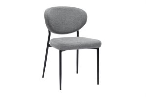 Chaises en tissu effet velours texturé gris et métal noir (lot de 2) BREKA