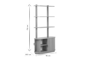 Bibliothèque finition bois clair chêne avec rangement 2 portes coulissantes L90 cm EPIC