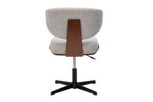 Chaise de bureau en tissu effet velours texturé gris et bois foncé noyer HANZ
