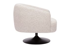 Poltrona girevole in tessuto effetto bouclé beige e metallo nero BOWIE