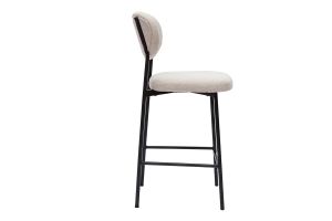 Tabourets de bar fixes en tissu effet velours texturé beige H65 cm (lot de 2) BREKA