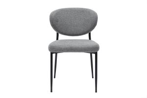 Chaises en tissu effet velours texturé gris et métal noir (lot de 2) BREKA