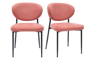 Chaises en tissu effet velours texturé terracotta et métal noir (lot de 2) BREKA