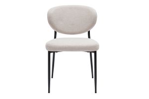 Chaises en tissu effet velours texturé beige et métal noir (lot de 2) BREKA