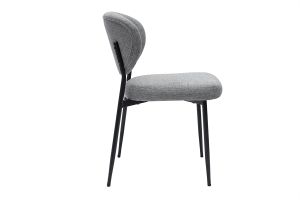 Chaises en tissu effet velours texturé gris et métal noir (lot de 2) BREKA