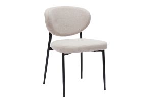 Chaises en tissu effet velours texturé beige et métal noir (lot de 2) BREKA