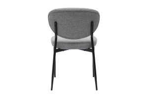Chaises en tissu effet velours texturé gris et métal noir (lot de 2) BREKA