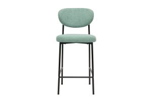 Tabourets de bar fixes en tissu effet velours texturé vert céladon H65 cm (lot de 2) BREKA