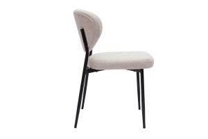 Chaises en tissu effet velours texturé beige et métal noir (lot de 2) BREKA