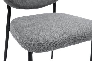 Chaises en tissu effet velours texturé gris et métal noir (lot de 2) BREKA