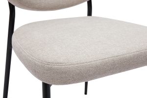 Chaises en tissu effet velours texturé beige et métal noir (lot de 2) BREKA