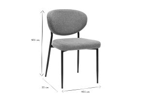 Chaises en tissu effet velours texturé gris et métal noir (lot de 2) BREKA