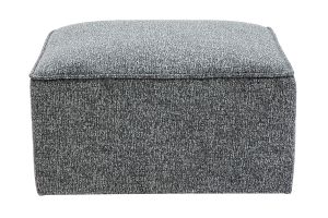 Pouf repose pieds en tissu chiné gris foncé KERRY