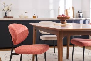 Chaises en tissu effet velours texturé terracotta et métal noir (lot de 2) BREKA