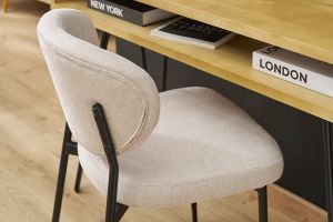 Chaises en tissu effet velours texturé beige et métal noir (lot de 2) BREKA
