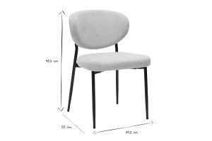 Chaises en tissu effet velours texturé beige et métal noir (lot de 2) BREKA