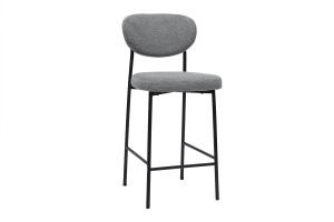 Tabourets de bar fixes en tissu effet velours texturé gris clair H65 cm (lot de 2) BREKA
