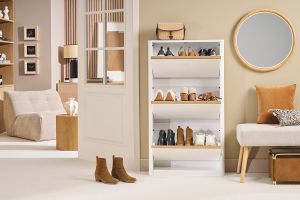 Mobile porta scarpe 3 ante finitura bianco lucido L68 cm KIRK