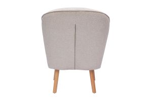 Fauteuil scandinave en tissu effet velours texturé beige et bois clair AMANITA
