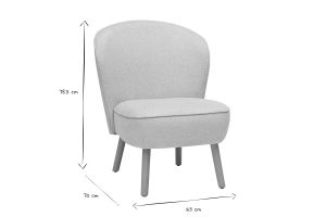 Fauteuil scandinave en tissu effet velours texturé beige et bois clair AMANITA