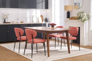 Chaises en tissu effet velours texturé terracotta et métal noir (lot de 2) BREKA