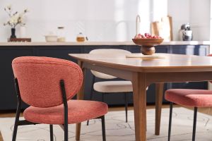 Chaises en tissu effet velours texturé terracotta et métal noir (lot de 2) BREKA