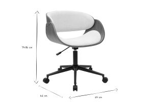 Chaise de bureau à roulettes design en bois foncé et tissu effet velours texturé beige BENT