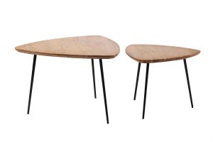 Tables basses gigognes bois massif et métal noir (lot de 2) STONES