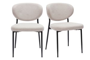 Sedie in tessuto effetto velluto texture beige e metallo nero (set di 2) BREKA