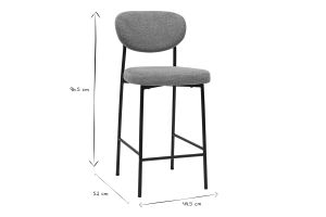 Tabourets de bar fixes en tissu effet velours texturé gris clair H65 cm (lot de 2) BREKA