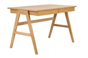 Bureau design avec rangements 2 tiroirs bois clair hévéa L120 cm BROOK