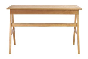 Bureau design avec rangements 2 tiroirs bois clair hévéa L120 cm BROOK