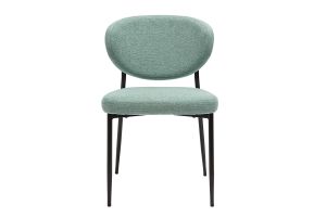 Chaises en tissu effet velours texturé vert céladon et métal noir (lot de 2) BREKA