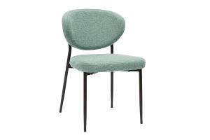 Chaises en tissu effet velours texturé vert céladon et métal noir (lot de 2) BREKA