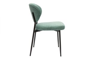 Chaises en tissu effet velours texturé vert céladon et métal noir (lot de 2) BREKA