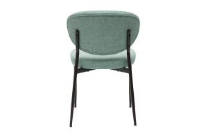Chaises en tissu effet velours texturé vert céladon et métal noir (lot de 2) BREKA