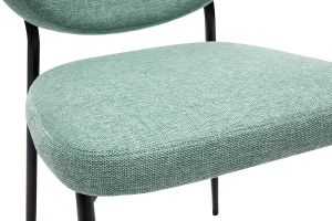 Chaises en tissu effet velours texturé vert céladon et métal noir (lot de 2) BREKA