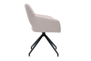 Chaise pivotante 360° en tissu effet velours texturé beige et métal noir LAURETTE