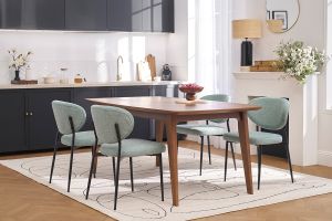 Chaises en tissu effet velours texturé vert céladon et métal noir (lot de 2) BREKA