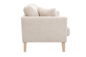 Canapé scandinave déhoussable 2 places en tissu velours côtelé beige et bois clair OSLO
