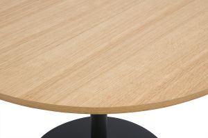 Table à manger design ronde en bois clair chêne et métal noir D90 cm CALISTA