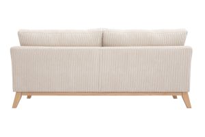 Canapé scandinave déhoussable 3 places en tissu velours côtelé beige et bois clair OSLO