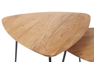 Tables basses gigognes bois massif et métal noir (lot de 2) STONES