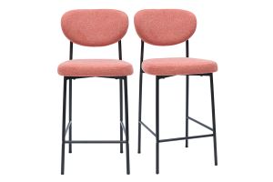 Sgabelli da bar fissi in tessuto effetto velluto testurizzato terracotta H65 cm (set di 2) BREKA