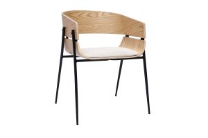 Chaises design bois clair et tissu chenille beige (lot de 2) WESS