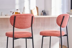 Sgabelli da bar fissi in tessuto effetto velluto testurizzato terracotta H65 cm (set di 2) BREKA