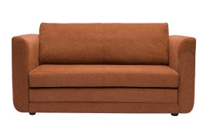 Canapé convertible 2 places en tissu effet velours texturé terre brûlée LEON