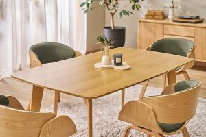 Table à manger rectangulaire scandinave bois clair chêne L150 cm LEENA
