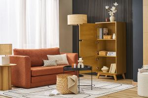 Buffet haut scandinave bois clair hévéa L60 cm LEENA